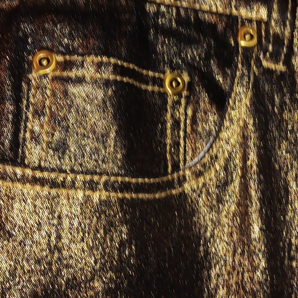 Womens sz 10p gd2 metallic gold jeans - Picture 4 of 6